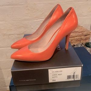 Vince Camuto Halle pump in Coral Reef Nappa leather, size 8M; barely worn!
